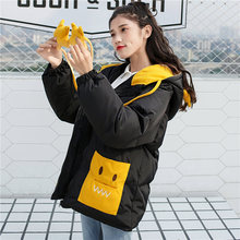 莎朵诺2018新款韩版学院风连帽羽绒棉衣外套女装保暖加厚面包棉服图片