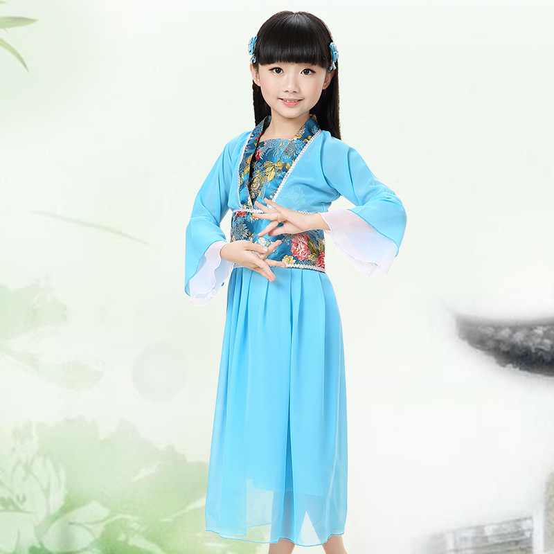 儿童古装汉服女童装古筝公主古代仙女裙 小女