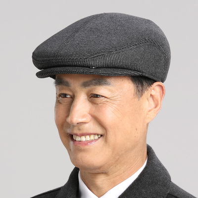中老年人帽子男春秋冬天毛呢鸭舌帽冬季保暖护耳前进帽爸爸老头帽