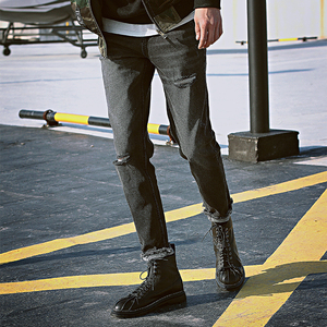 原创日系水洗九分牛仔裤