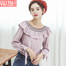 依嬅莎2017年新款女装秋季宽松时尚休闲雪纺衫图片