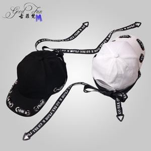 hiphop街头潮人嘻哈帽男生帽子潮流韩版帅气百搭鸭舌帽飘带棒球帽