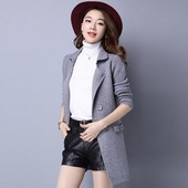 女开衫 韩版 中长款 针织衫 女装 春装 2017新品 新款 宽松显瘦毛衣外套