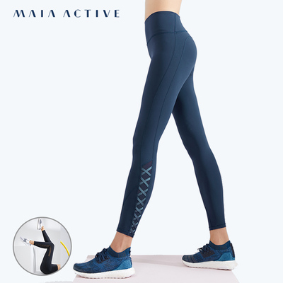 MAIA ACTIVE芭蕾印象网纱交叉绑带瑜伽裤女运动高腰小腰精裤LG23