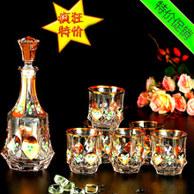 捷克镶金水晶威士忌酒具套装酒具套件酒杯酒壶酒瓶进口酒具洋酒杯