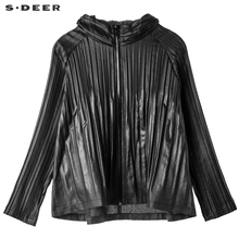 2018sdeer圣迪奥前卫潮感褶皱肌理面料搭扣装饰连帽上衣S18382252图片
