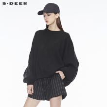 sdeer圣迪奥罗纹袖口落肩设计松垮个性圆领针织衫S18483503图片