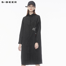 sdeer圣迪奥个性新潮面料撞色英文字母图标休闲翻领上衣S18480578图片