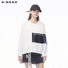 sdeer圣迪奥休闲撞色印胶字母装饰拉链点缀圆领针织衫S18480248图片