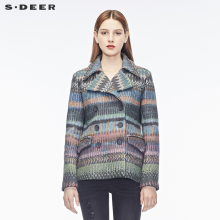 sdeer圣迪奥女繁复图腾印花翻领外套S16482220图片
