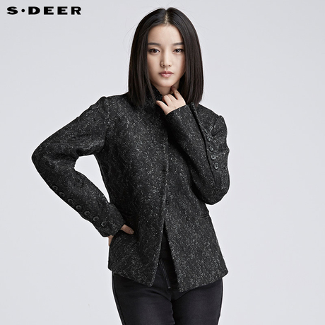sdeer圣迪奥女装商务休闲毛呢西装外套S16482226商品大图