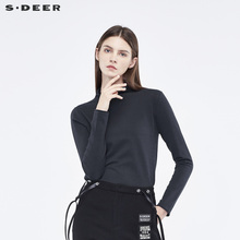 sdeer圣迪奥2018冬装新款简约大方卷边半高领毛衣针织衫S18463597图片