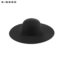 sdeer圣迪奥时尚休闲黑色羊毛礼帽S18483694图片