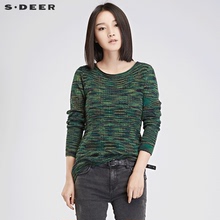 sdeer圣迪奥女装2017冬装绿意轻薄肌理线性感针织衫毛衣S16483540图片