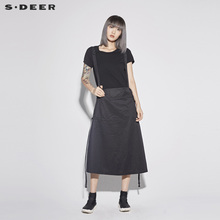 sdeer圣迪奥2018休闲帅气飘带装饰抽绳大摆两件连衣裙S18281238图片