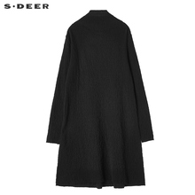 sdeer圣迪奥2018秋装复古肌理质感半高领A字长袖连衣裙S17381204图片