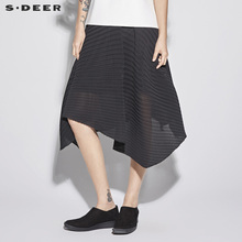 sdeer圣迪奥2018新款女装夏装松紧腰身不规则底摆半身裙S18281136图片