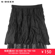sdeer圣迪奥女装时尚休闲抓皱磨破网纱短裙S17281330图片