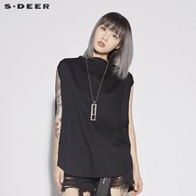 sdeer圣迪奥女装时尚设计感一字领几何造型衬衫S18280133图片