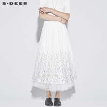 sdeer圣迪奥女素雅水墨竹叶印花百褶长裙S18281152图片