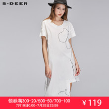 sdeer圣迪奥2018夏装趣味简笔线条印花飘带连衣裙S17280466图片