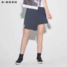sdeer圣迪奥2018女装装甜美条纹背带不规则摆A版短裙S18281312图片