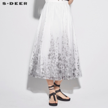 sdeer圣迪奥女装优雅文艺纱质碎花半身长裙S18281139图片