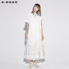 sdeer圣迪奥女装清新印花不对称设计假两件连衣裙S18281271图片