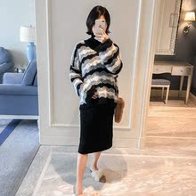 两件套 孕妇秋冬装 2018新款 宽松条纹针织毛衣打底针织衫 时尚 套装