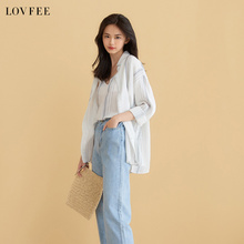 LOVFEE2018新款chic早秋衬衫慵懒女装夏装时尚韩版两件套长袖上衣图片