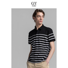 GYgoldlion/金利来GY服饰POLO衫男长袖潮修身休闲青年条纹翻领T恤