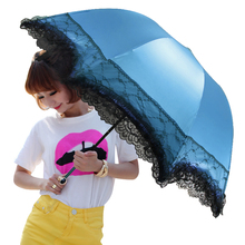 专卖蕾丝太阳伞防紫外线遮阳伞防晒伞晴雨伞折叠伞女 天堂伞正品