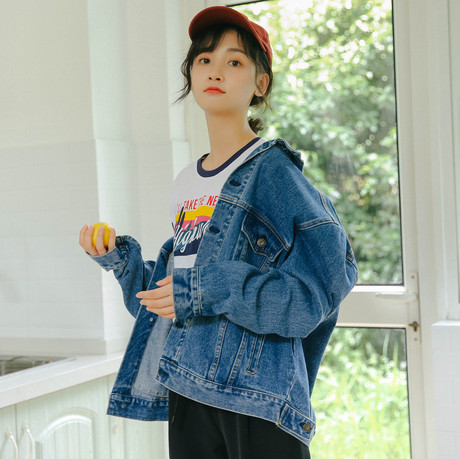 牛仔外套女秋2018新款大码女装韩版chic宽松学生bf风刺绣短款外套商品大图