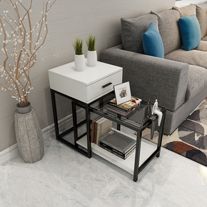 简约现代沙发边柜客厅卧室钢化玻璃边几角几边桌小户型茶几可伸缩