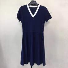 连衣裙女QZ8 拼色V领短袖 百搭新品 时尚