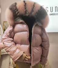 清仓不退换!SUN正品甜美气质狐狸毛大毛领两面穿羽绒服女