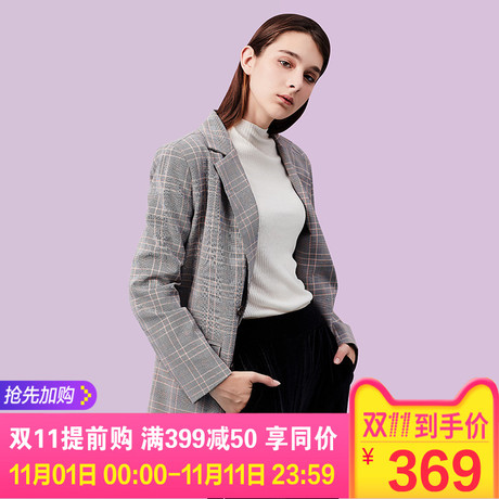BRUSHFINCH薮雀女装格纹休闲小西装保暖小外套秋冬新款韩版小风衣商品大图