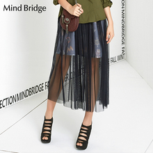 Mind Bridge百家好秋季女士半身裙 潮流时尚网纱半透明裙MPSK520B图片