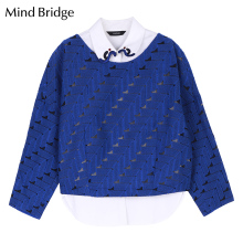 Mind Bridge秋季女士雪纺衫镂空图案百家好假两件上衣女MPBL526C图片