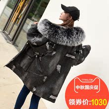 牛仔派克服2018新款女中长款水貂内胆派克大衣水貂毛皮草外套女装图片