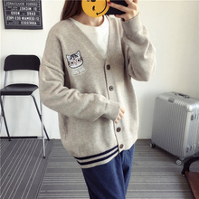 针织外套女秋装2018韩版女装新款毛衣开衫女宽松长袖短款针织衫女图片