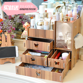 柜子放化妆品的小架子家用卫生间多层木制欧式桌面置物收纳盒迷你