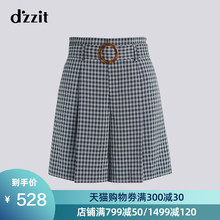dzzit地素 2019春秋新款宽松时尚褶皱格纹西装短裤女3G1Q2013T