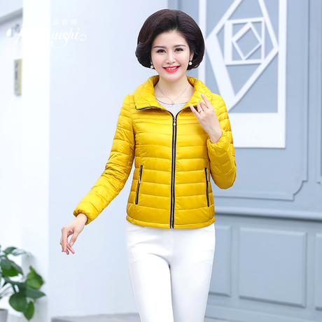 凯慕狮反季清仓女装小翻领轻薄中老年反季羽绒服女短款秋羽绒外套商品大图
