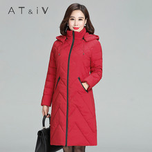 AT&IV/奥蒂沃薄款棉服女装2018新款冬季韩版中长款棉袄外套XT1122图片