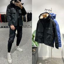 男装 潮雾霾蓝青年时尚 连帽薄棉衣韩版 19早春新款 休闲保暖百搭外套