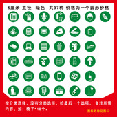 5S标识小标贴桌面6S定置标签物品定位贴6S管理标志标签5S定位贴7s标准定位贴磨砂贴 直径5厘米绿色物品定位贴