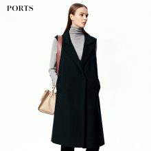 Ports/宝姿秋冬新品女外套气质无袖羊毛呢大衣外套YLV9C301DZW007图片