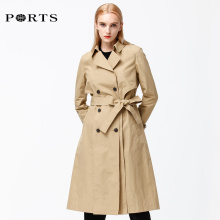 PORTS宝姿2018秋季新品女装经典棉质系带中长风衣ALA9T007DWC025图片