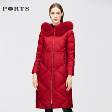 Ports/宝姿18秋冬新款领连帽中长款白鸭绒羽绒服女ALV9U010DZP037图片
